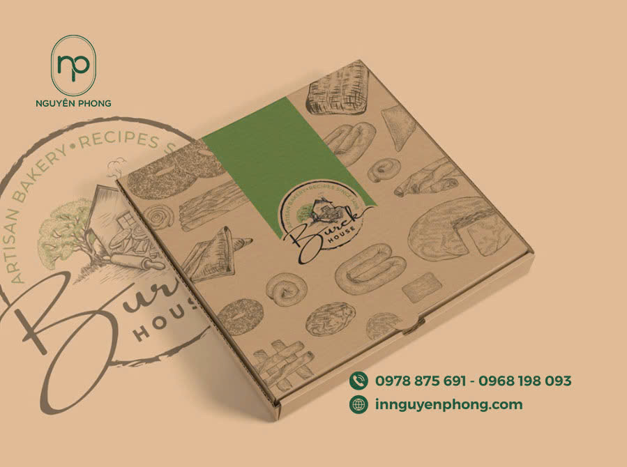 Hộp sóng bồi giấy Kraft đựng pizza